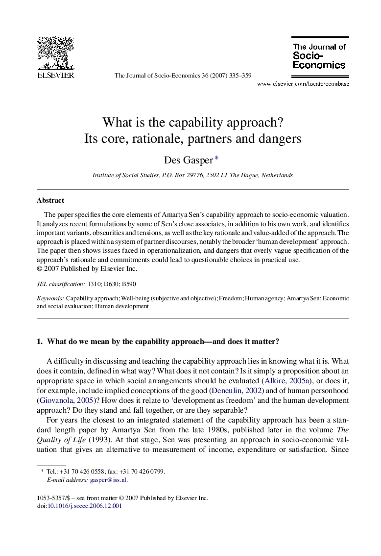 What is the capability approach?: Its core, rationale, partners and dangers