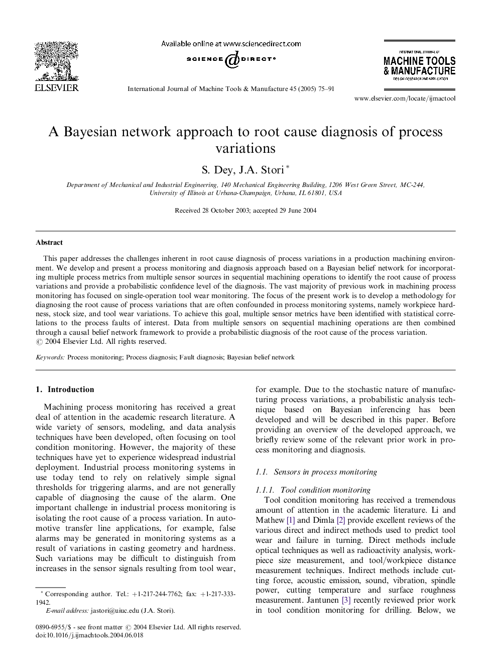 A Bayesian network approach to root cause diagnosis of process variations