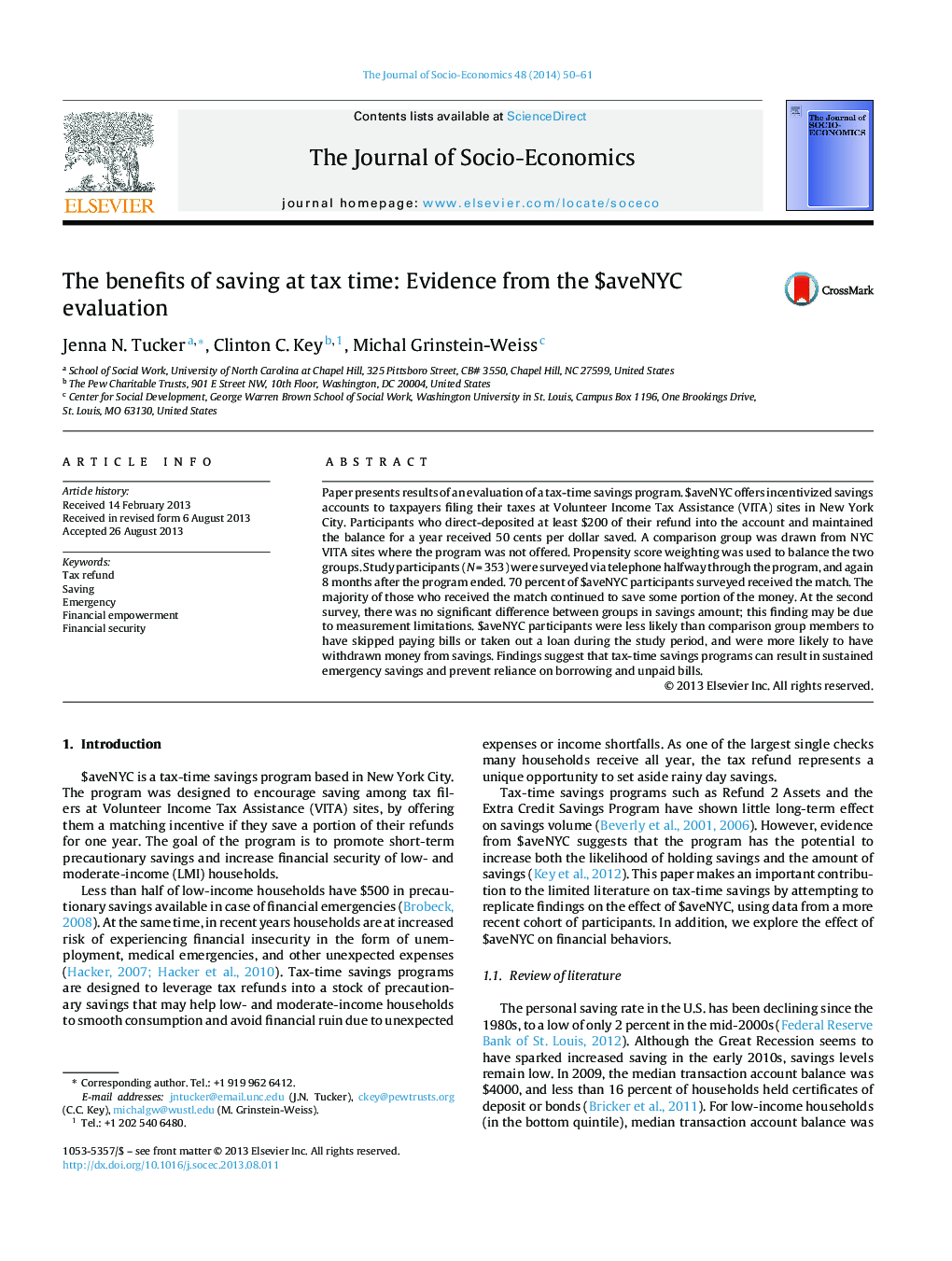 The benefits of saving at tax time: Evidence from the $aveNYC evaluation