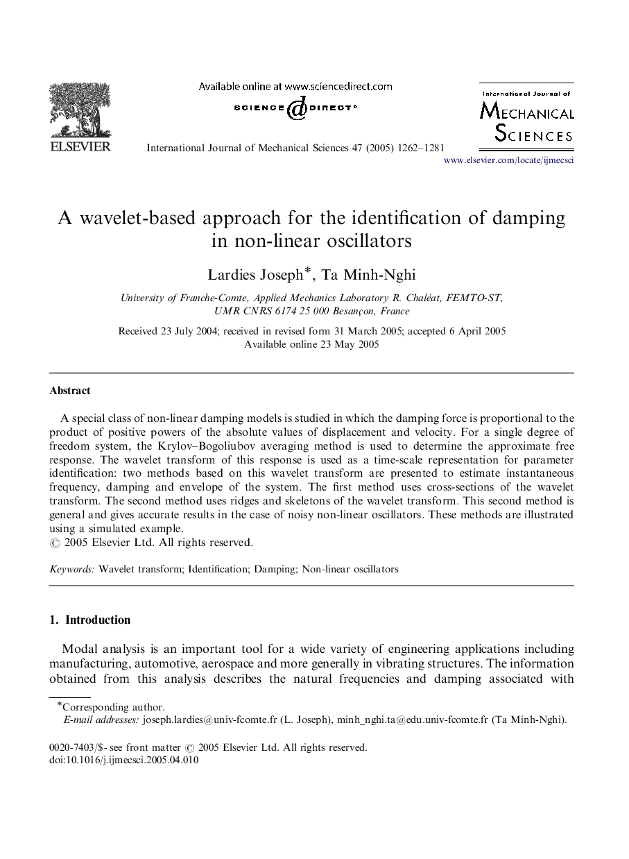 A wavelet-based approach for the identification of damping in non-linear oscillators