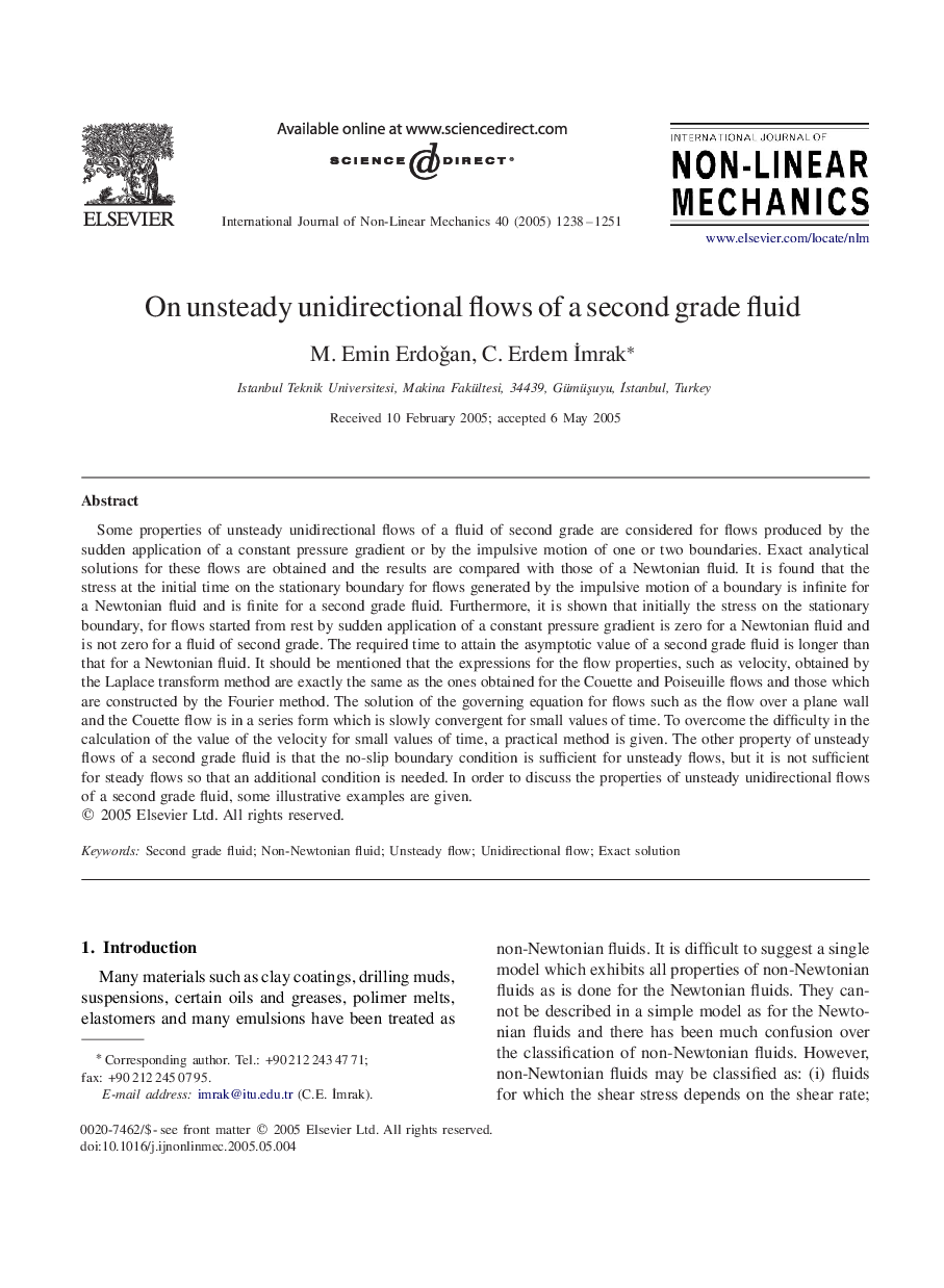 On unsteady unidirectional flows of a second grade fluid