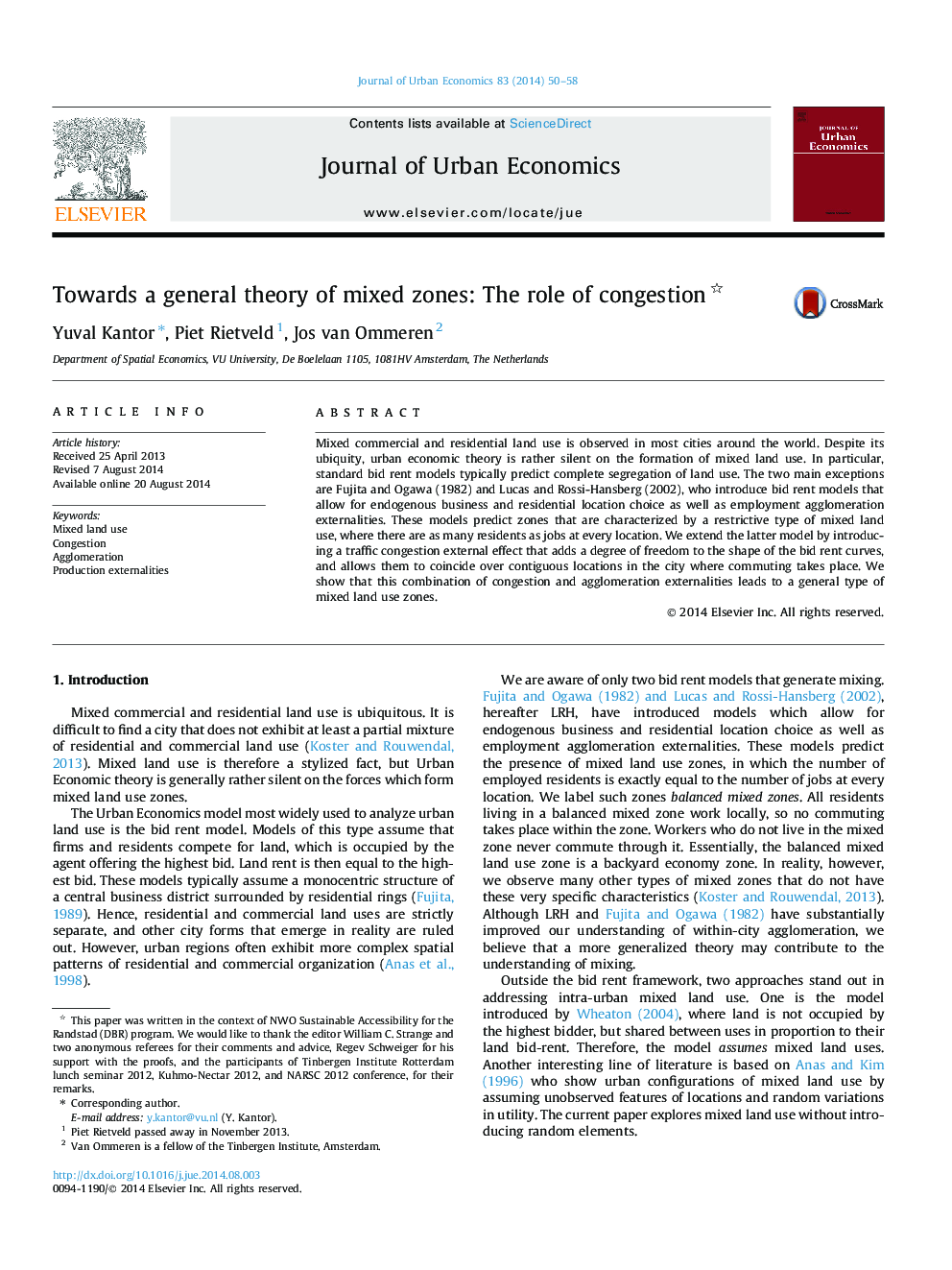 Towards a general theory of mixed zones: The role of congestion 