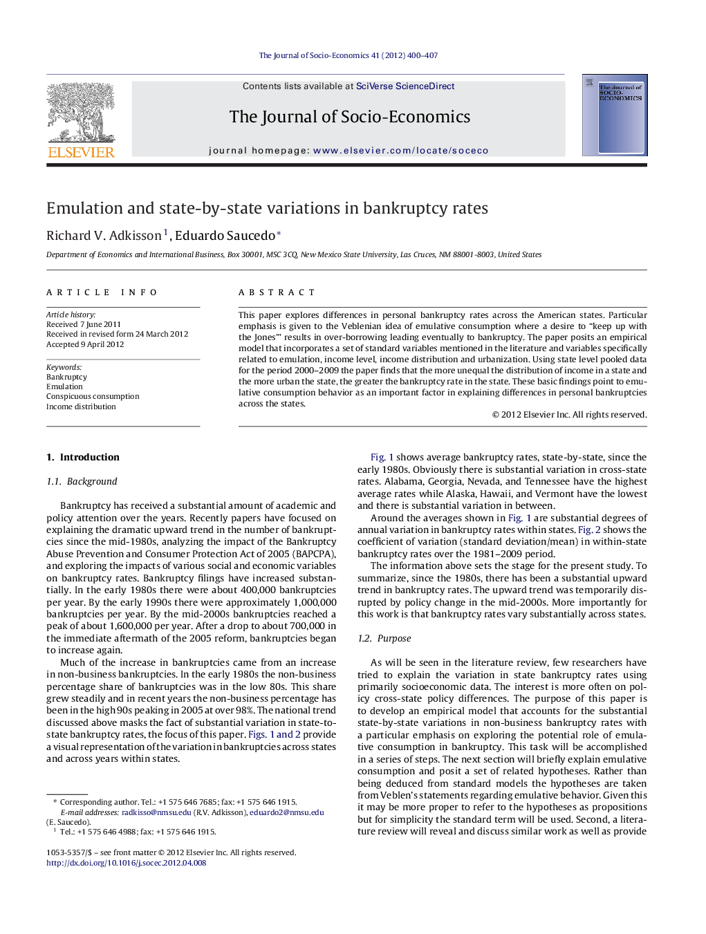 Emulation and state-by-state variations in bankruptcy rates