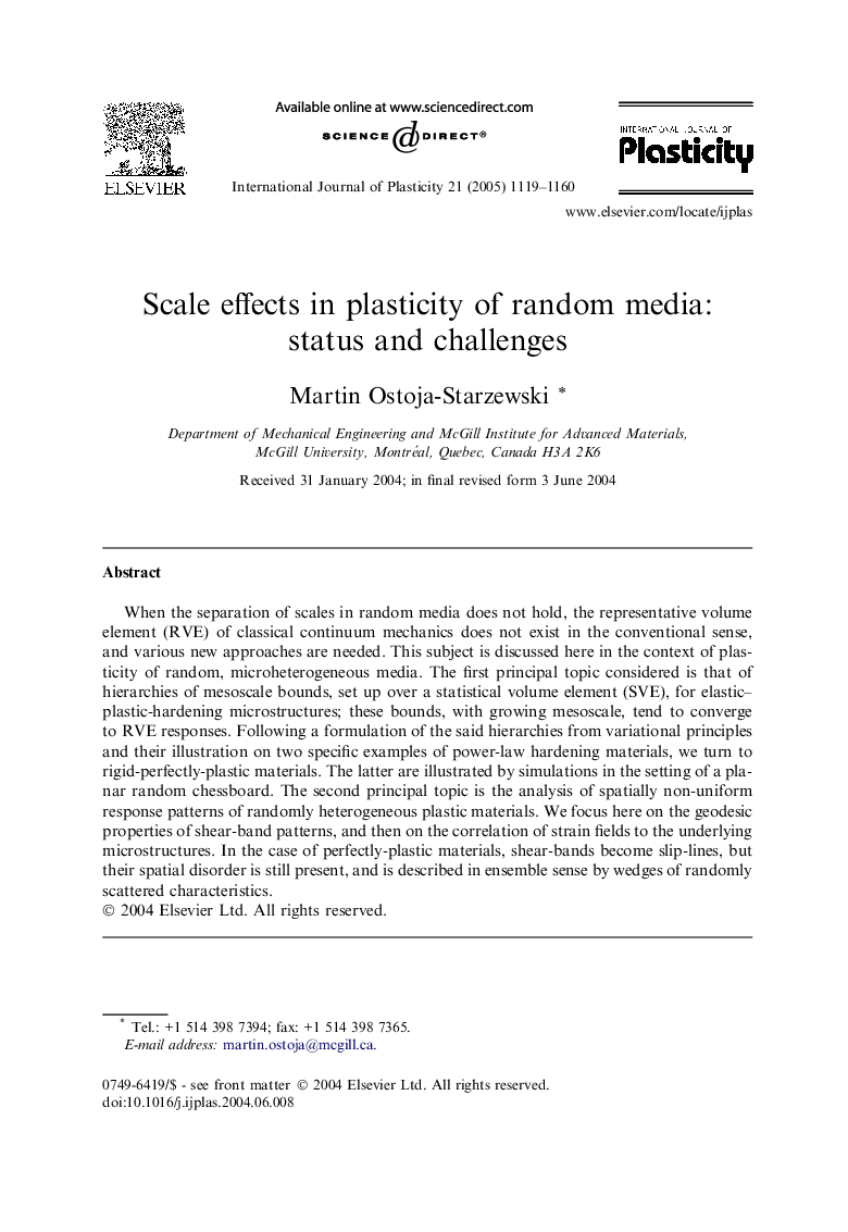Scale effects in plasticity of random media: status and challenges