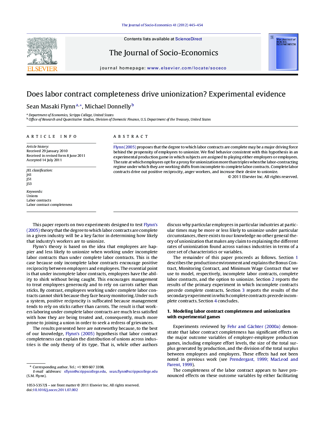 Does labor contract completeness drive unionization? Experimental evidence