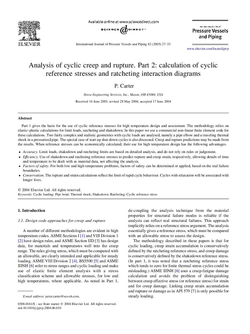 Analysis of cyclic creep and rupture. Part 2: calculation of cyclic reference stresses and ratcheting interaction diagrams