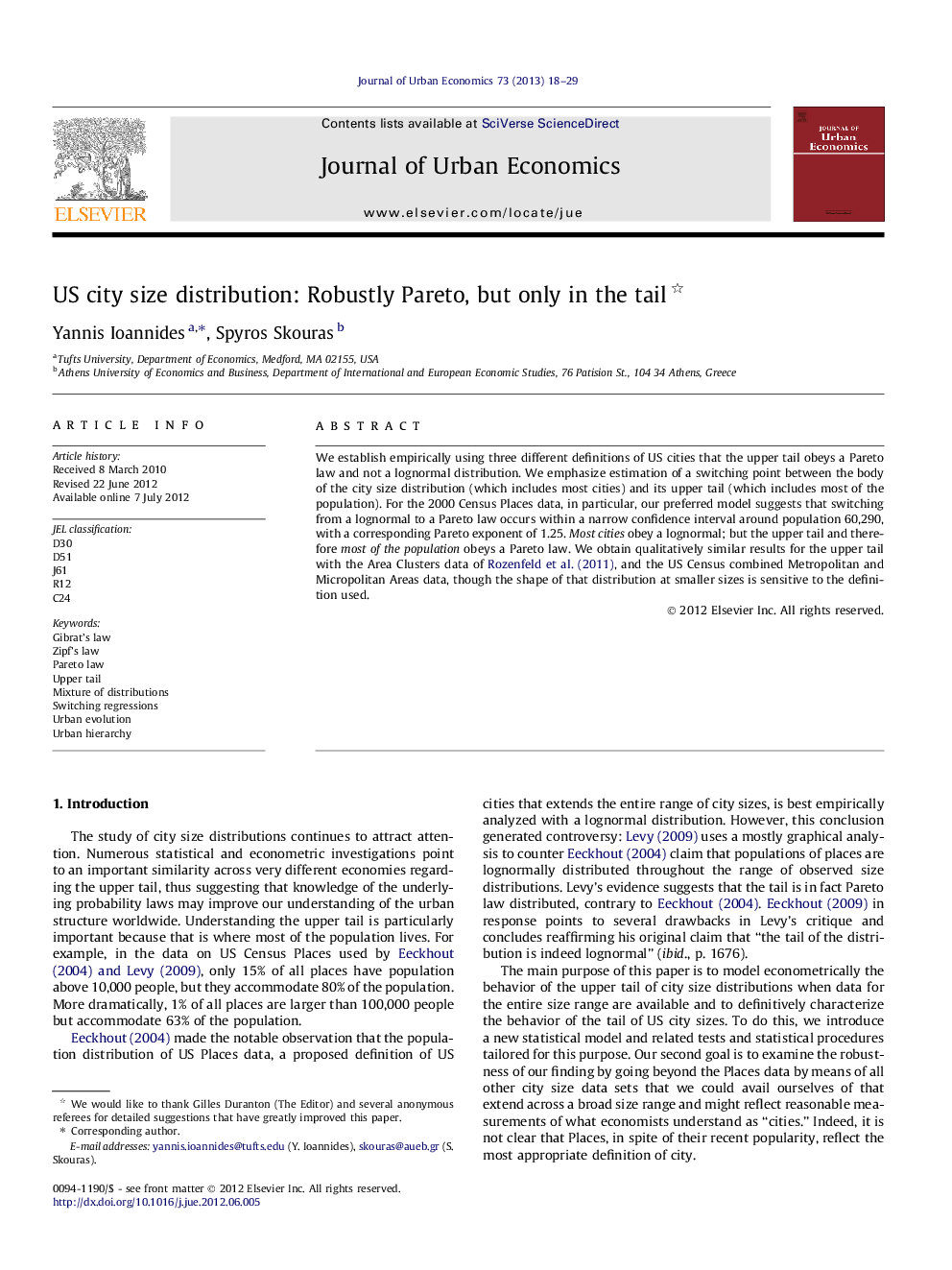 US city size distribution: Robustly Pareto, but only in the tail 