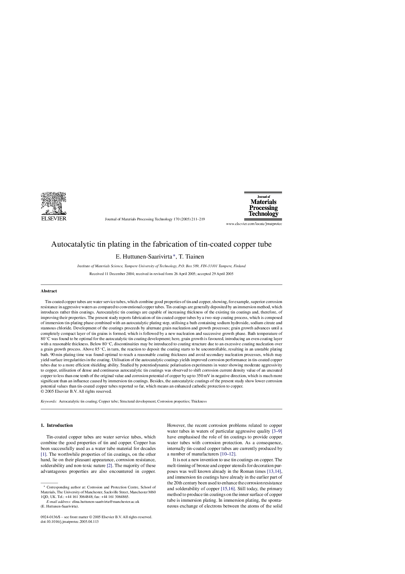 Autocatalytic tin plating in the fabrication of tin-coated copper tube