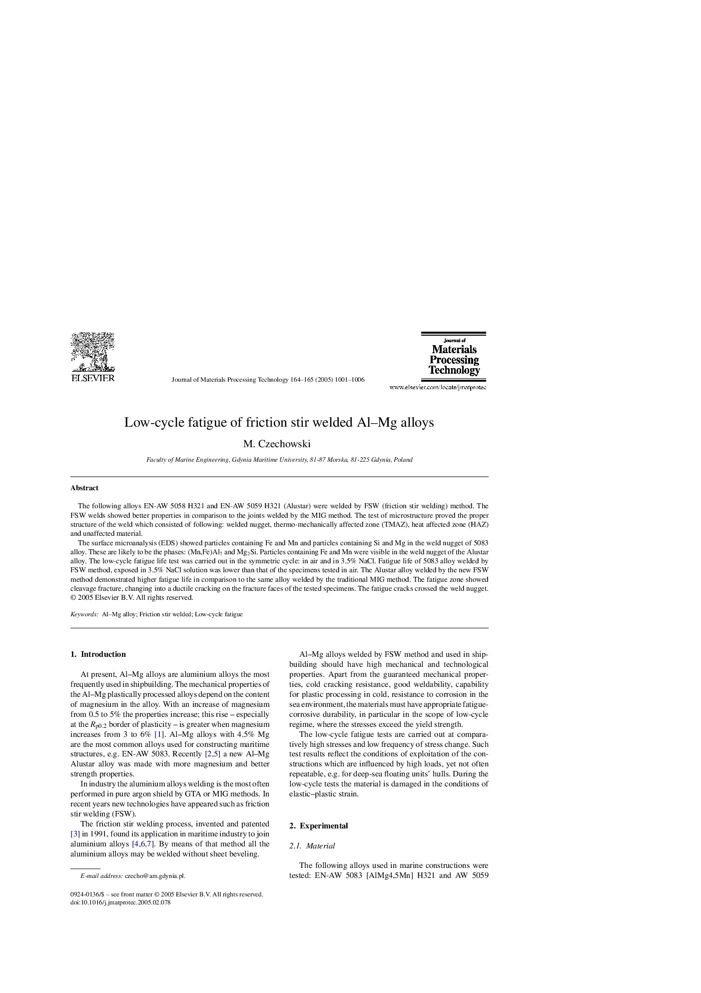 Low-cycle fatigue of friction stir welded Al-Mg alloys