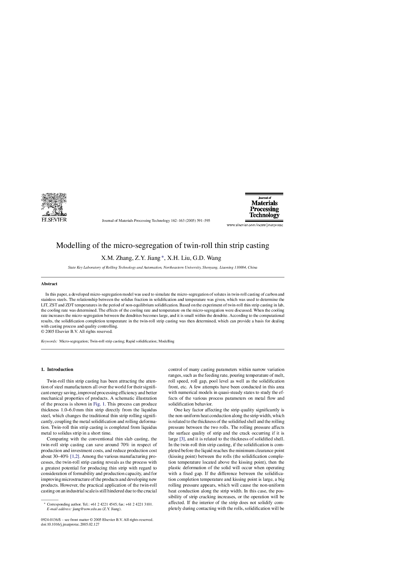 Modelling of the micro-segregation of twin-roll thin strip casting