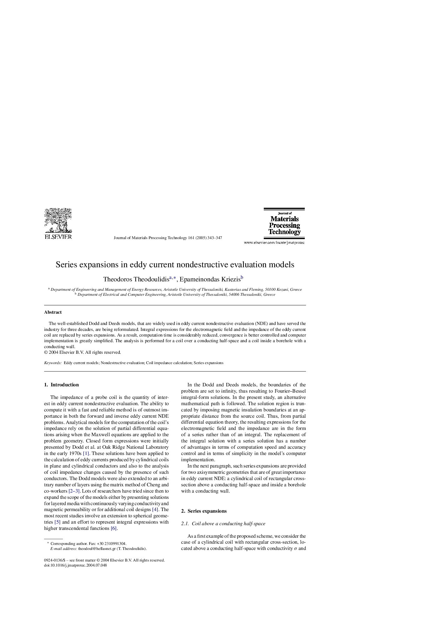 Series expansions in eddy current nondestructive evaluation models