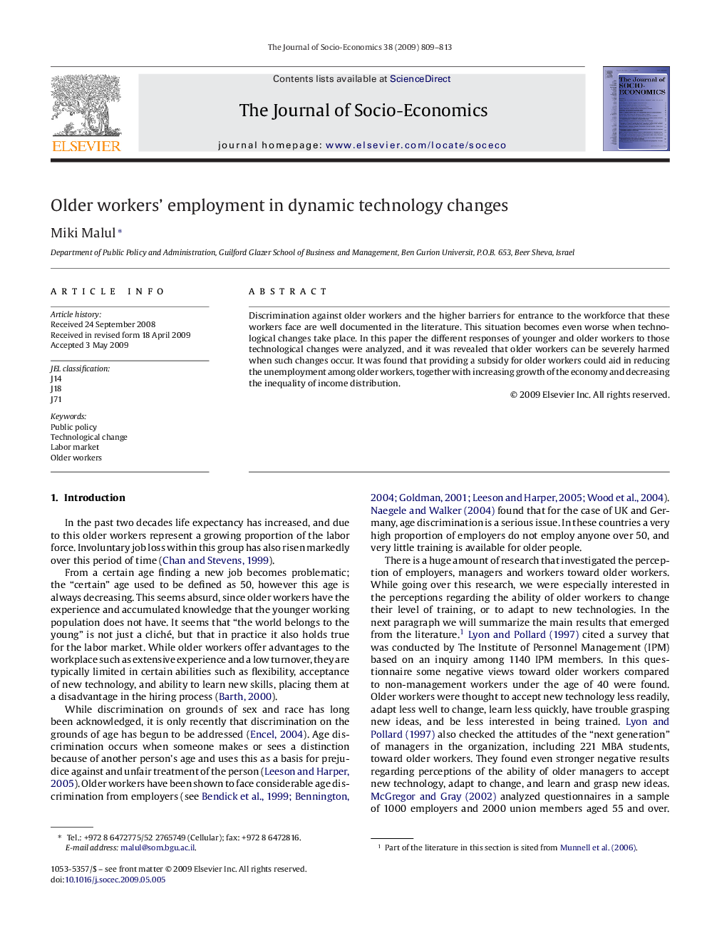 Older workers’ employment in dynamic technology changes