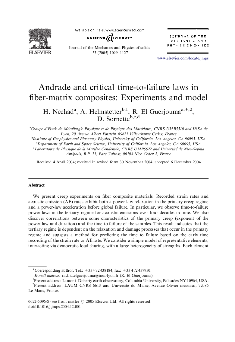 Andrade and critical time-to-failure laws in fiber-matrix composites: Experiments and model