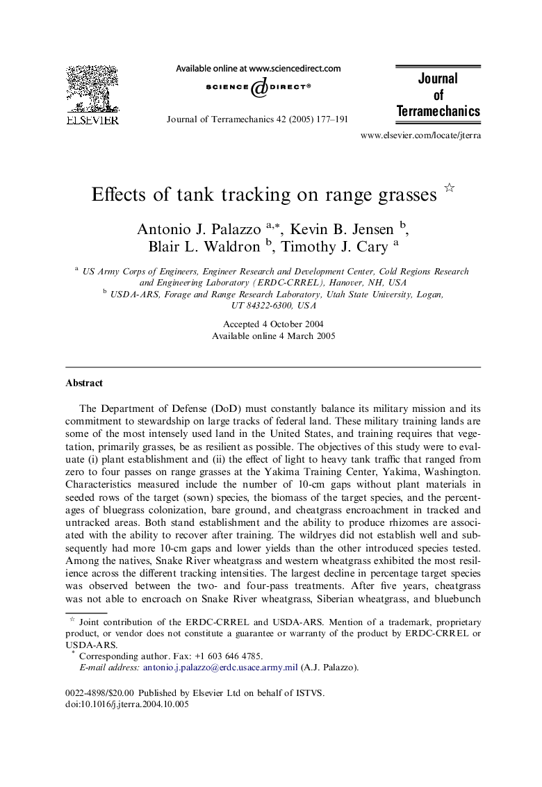 Effects of tank tracking on range grasses