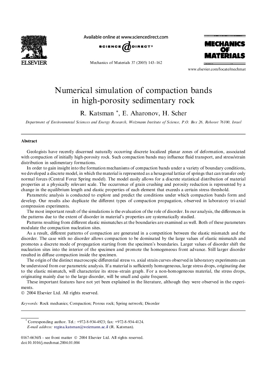 Numerical simulation of compaction bands in high-porosity sedimentary rock