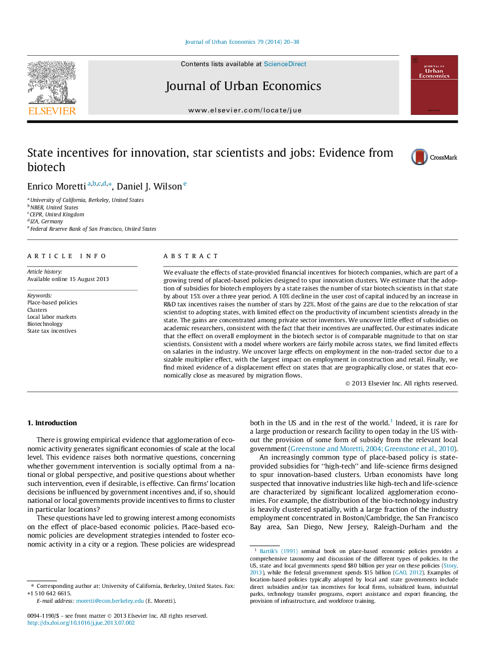 State incentives for innovation, star scientists and jobs: Evidence from biotech