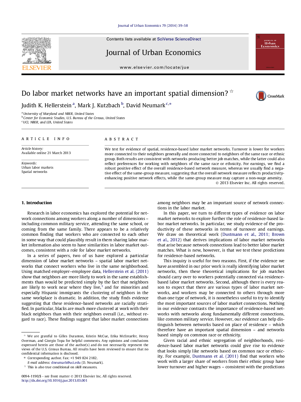 Do labor market networks have an important spatial dimension? 