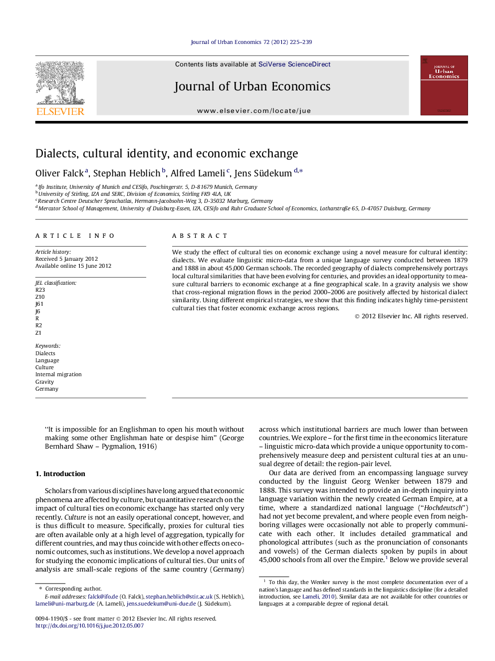 Dialects, cultural identity, and economic exchange