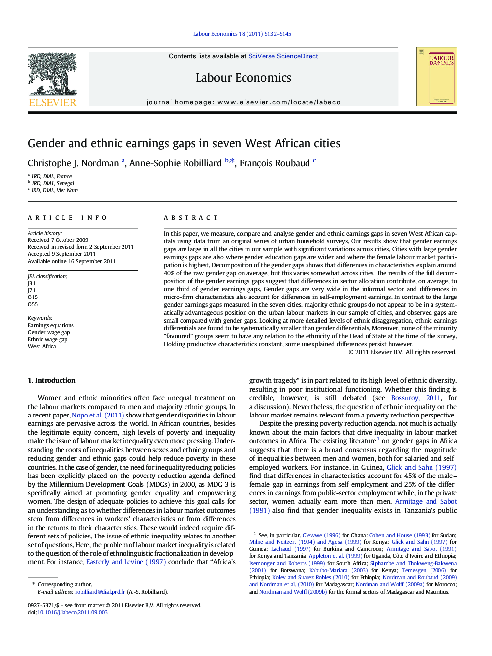 Gender and ethnic earnings gaps in seven West African cities