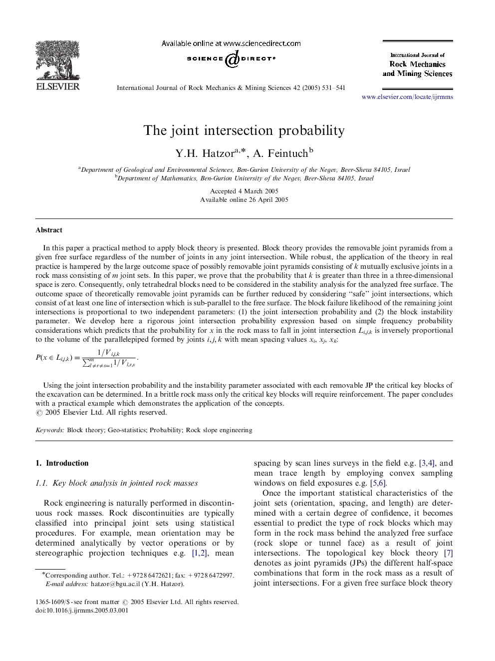 The joint intersection probability