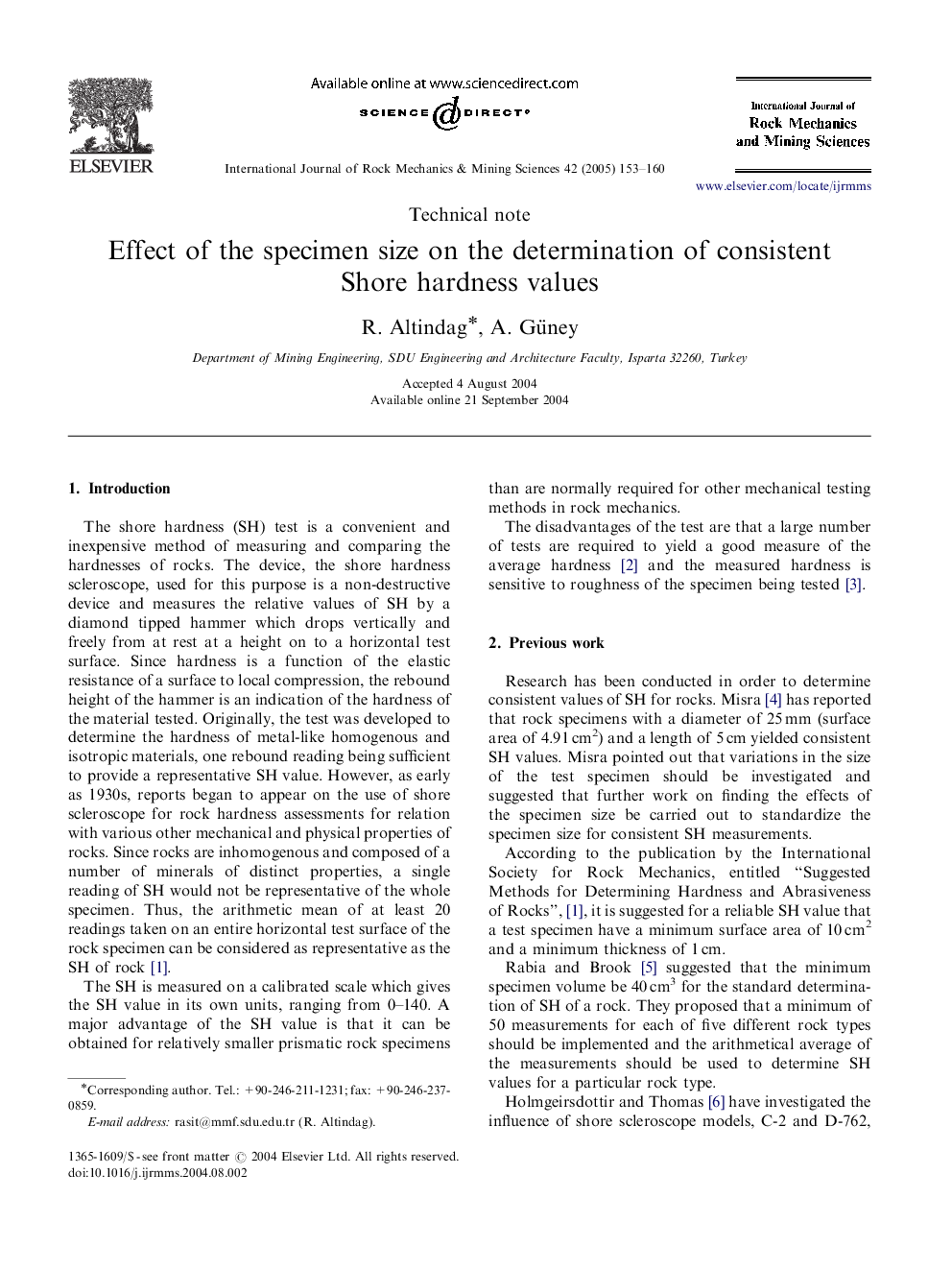 Effect of the specimen size on the determination of consistent Shore hardness values