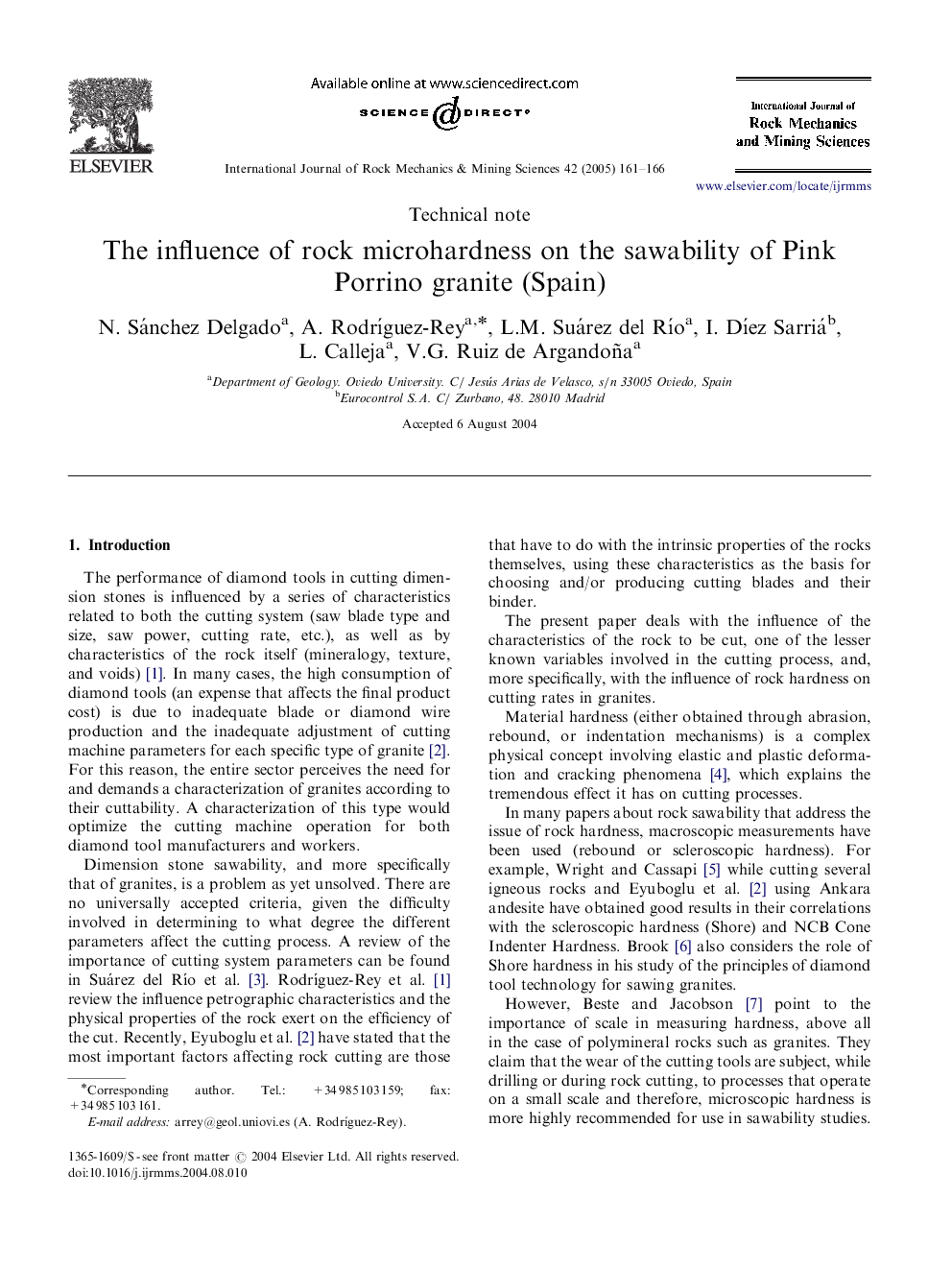 The influence of rock microhardness on the sawability of Pink Porrino granite (Spain)