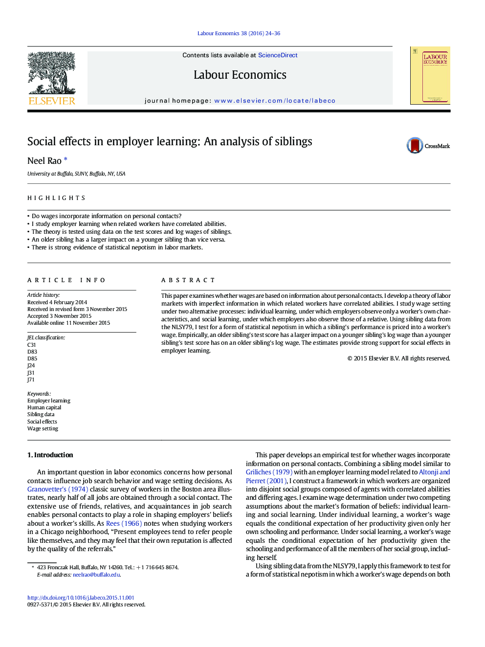 Social effects in employer learning: An analysis of siblings