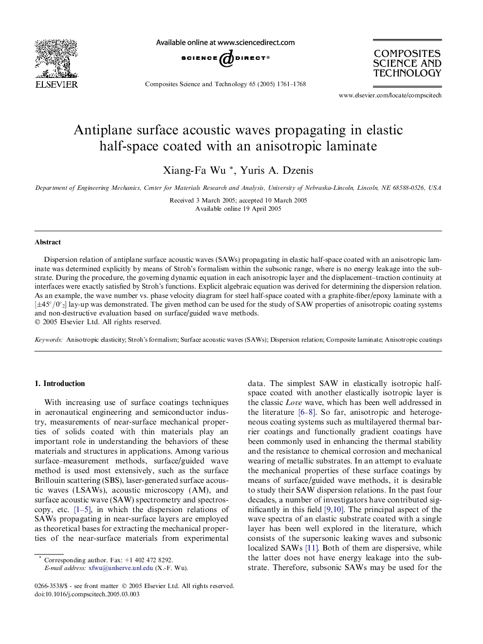 Antiplane surface acoustic waves propagating in elastic half-space coated with an anisotropic laminate