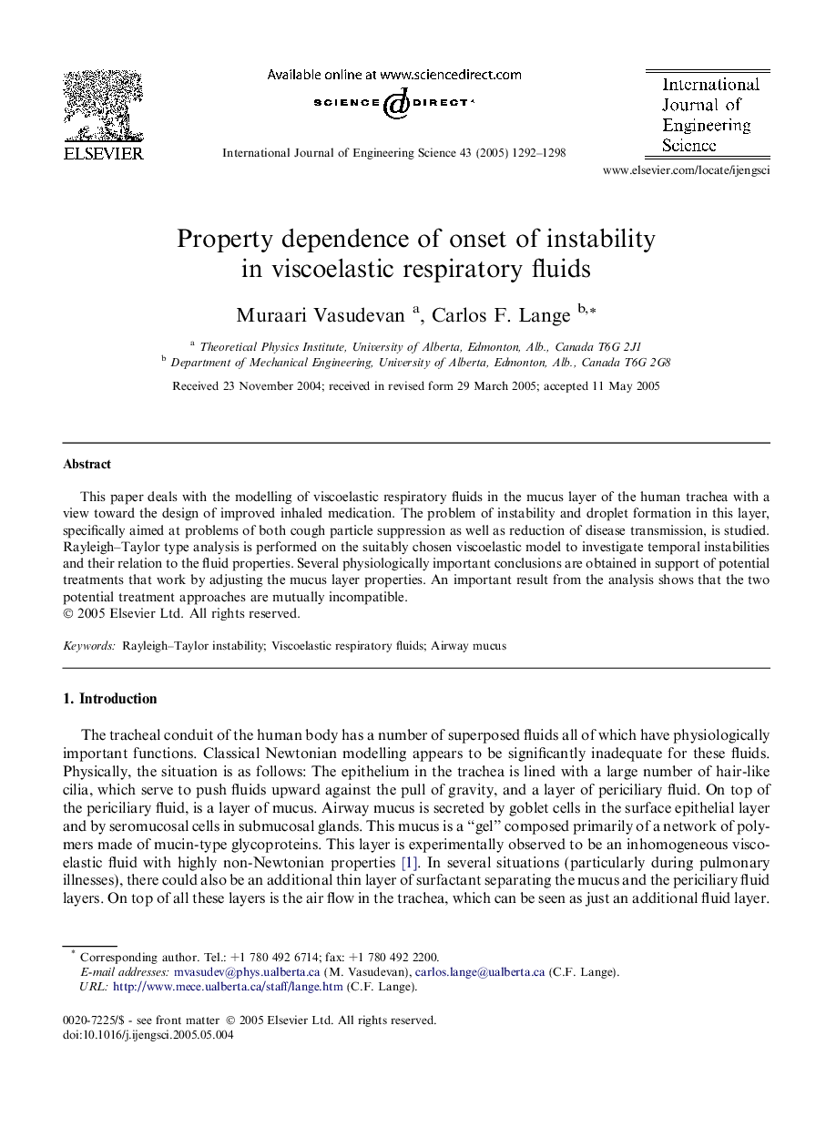 Property dependence of onset of instability in viscoelastic respiratory fluids