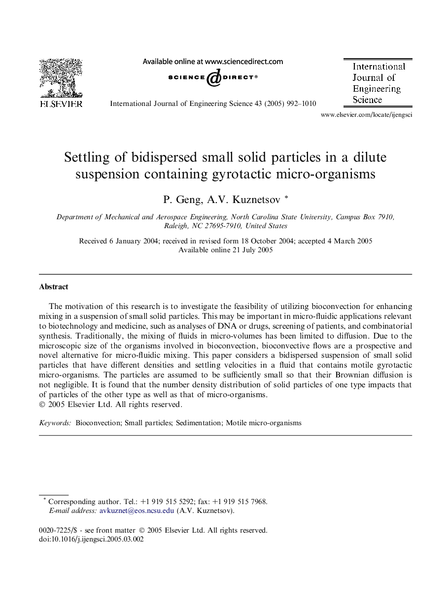 Settling of bidispersed small solid particles in a dilute suspension containing gyrotactic micro-organisms