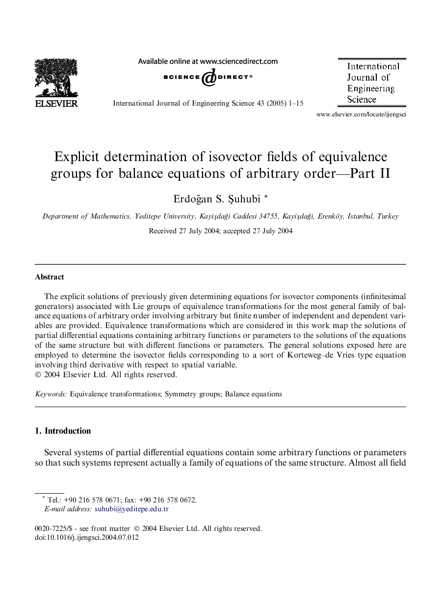 Explicit determination of isovector fields of equivalence groups for balance equations of arbitrary order-Part II