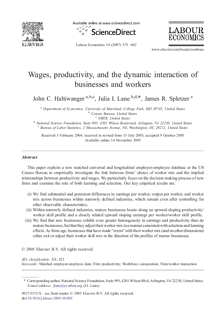 Wages, productivity, and the dynamic interaction of businesses and workers