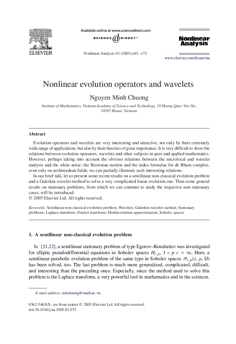 Nonlinear evolution operators and wavelets