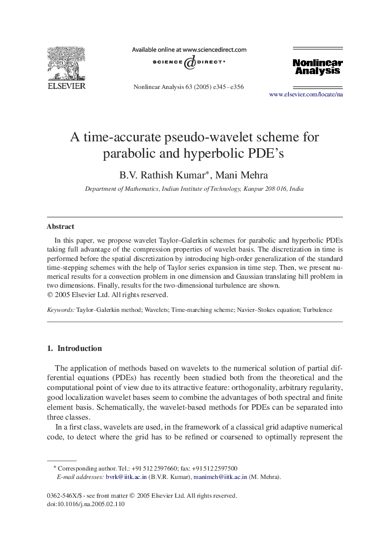 A time-accurate pseudo-wavelet scheme for parabolic and hyperbolic PDE's