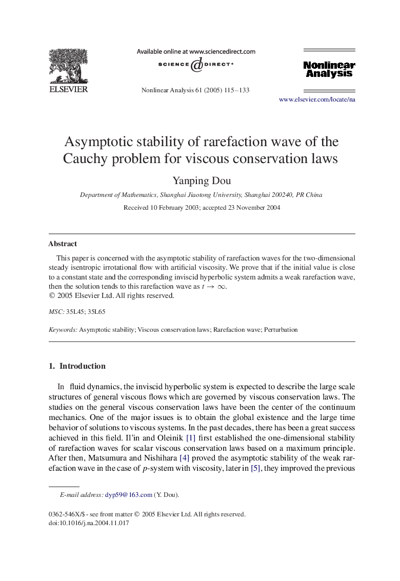 Asymptotic stability of rarefaction wave of the Cauchy problem for viscous conservation laws