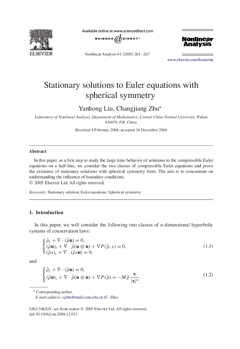 Stationary solutions to Euler equations with spherical symmetry