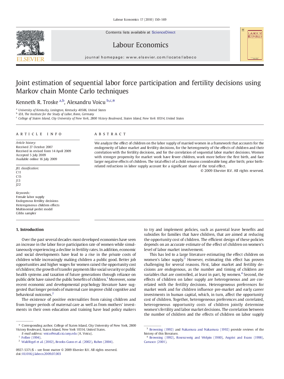 Joint estimation of sequential labor force participation and fertility decisions using Markov chain Monte Carlo techniques