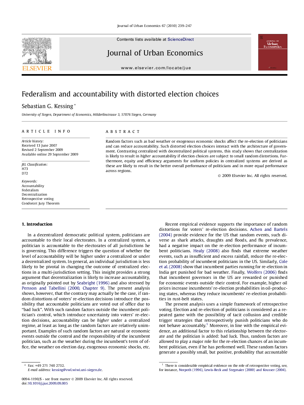 Federalism and accountability with distorted election choices