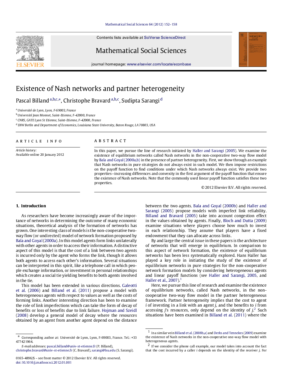 Existence of Nash networks and partner heterogeneity