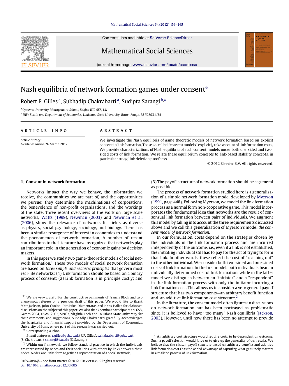 Nash equilibria of network formation games under consent