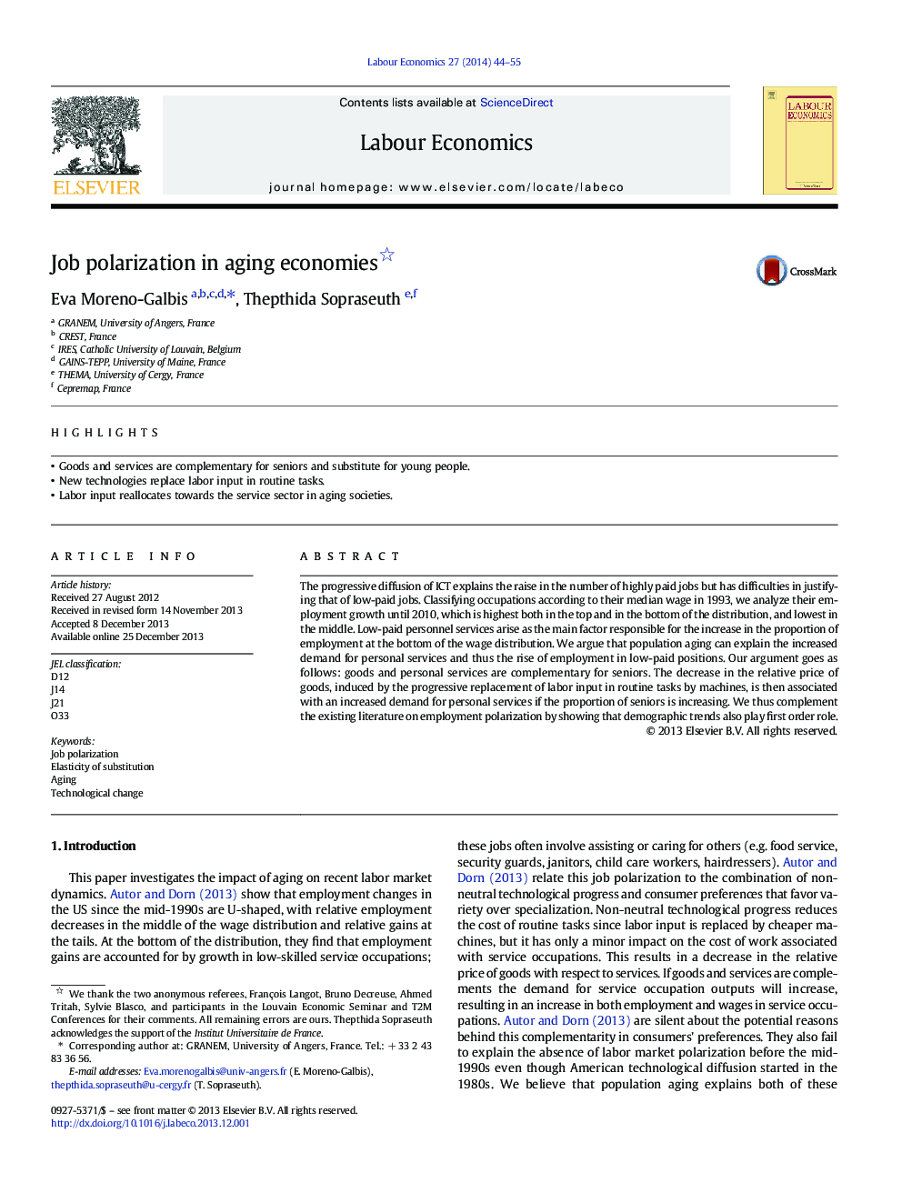 Job polarization in aging economies 