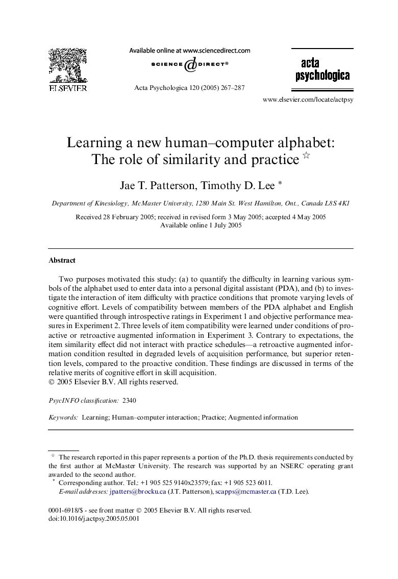 Learning a new human-computer alphabet: The role of similarity and practice