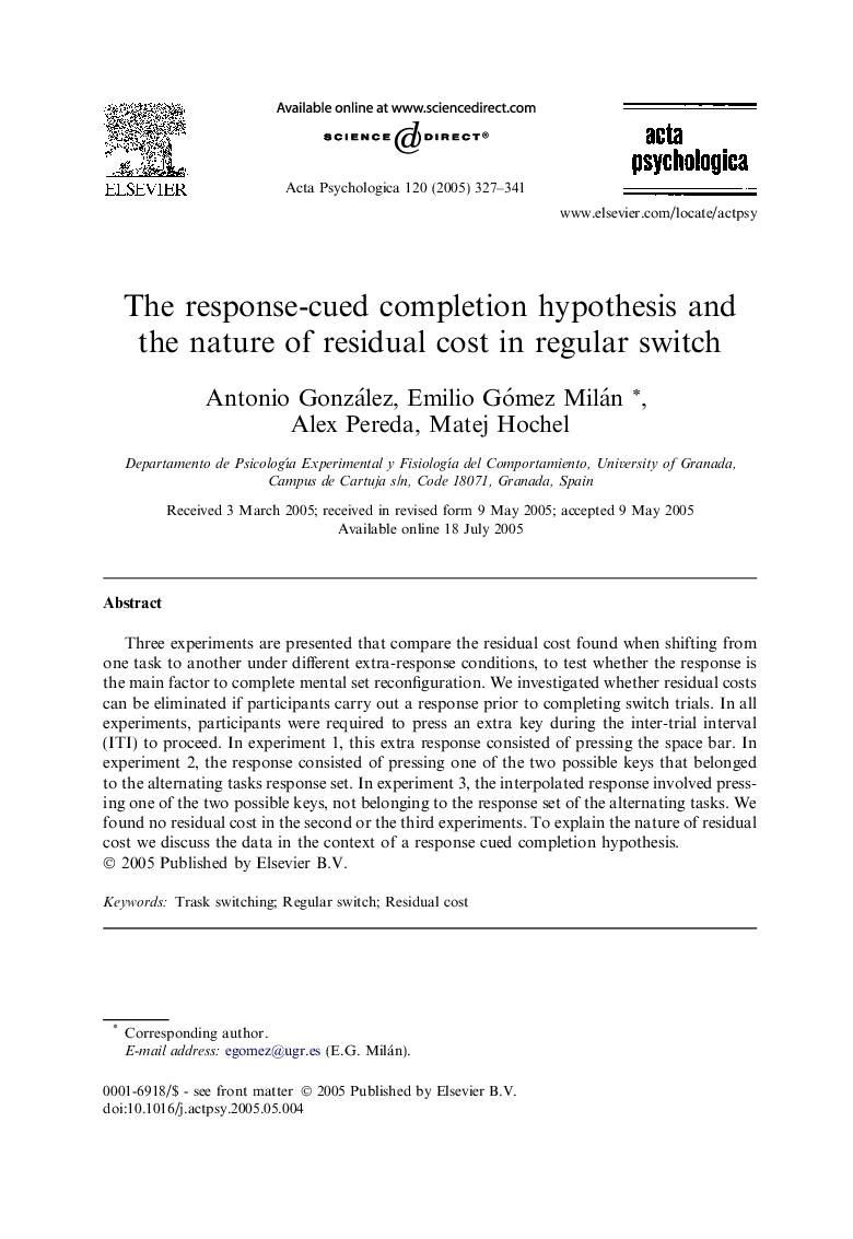 The response-cued completion hypothesis and the nature of residual cost in regular switch