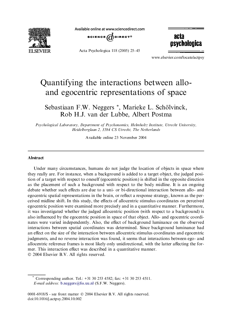 Quantifying the interactions between allo- and egocentric representations of space