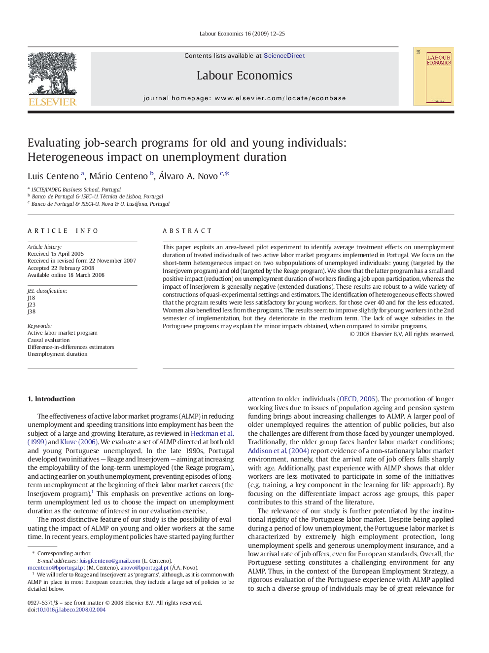 Evaluating job-search programs for old and young individuals: Heterogeneous impact on unemployment duration