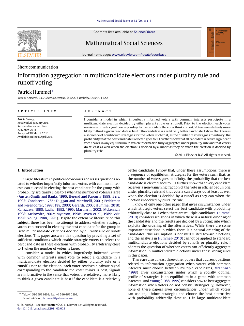 Information aggregation in multicandidate elections under plurality rule and runoff voting