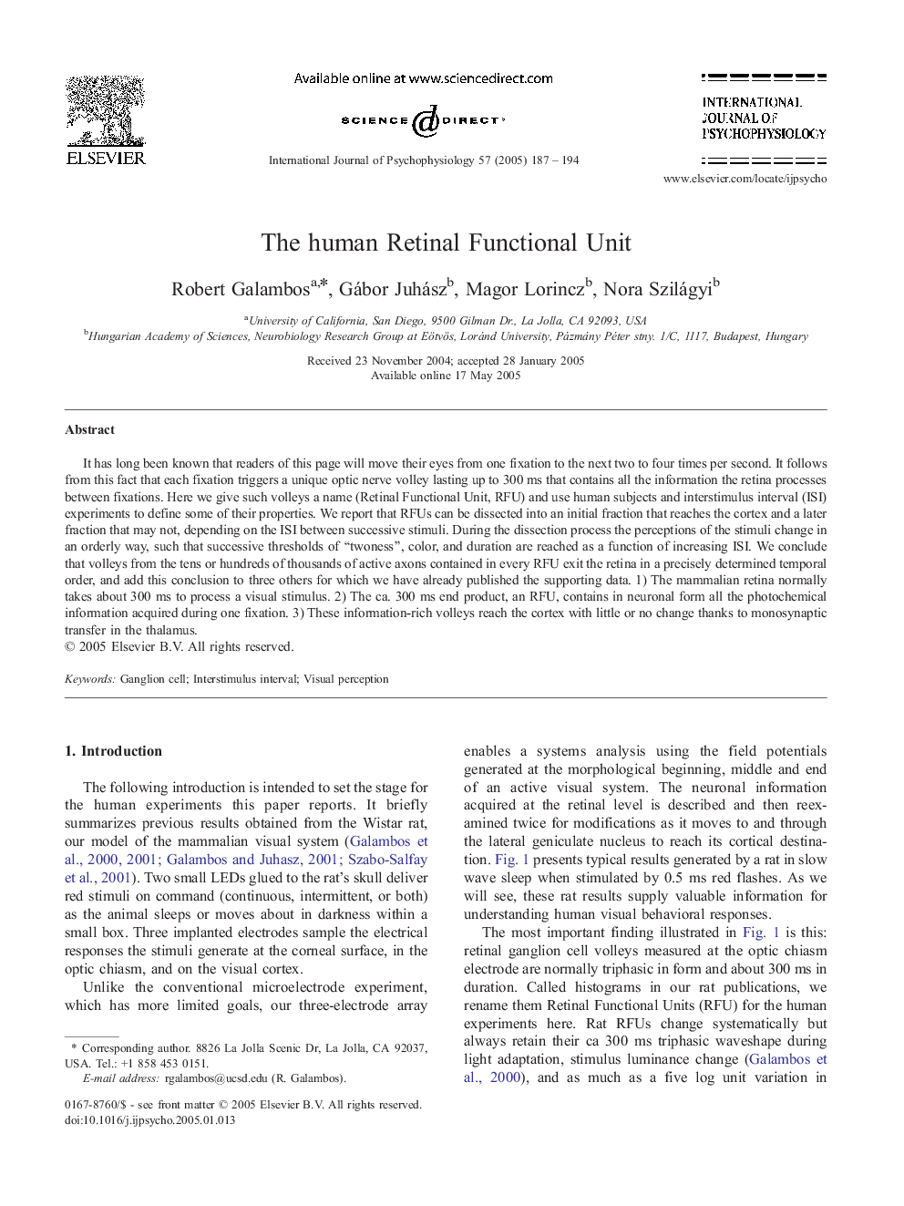 The human Retinal Functional Unit