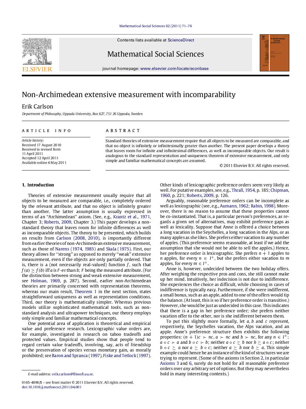 Non-Archimedean extensive measurement with incomparability