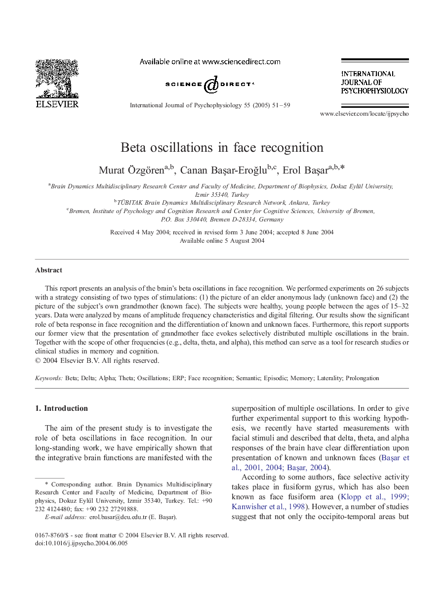 Beta oscillations in face recognition