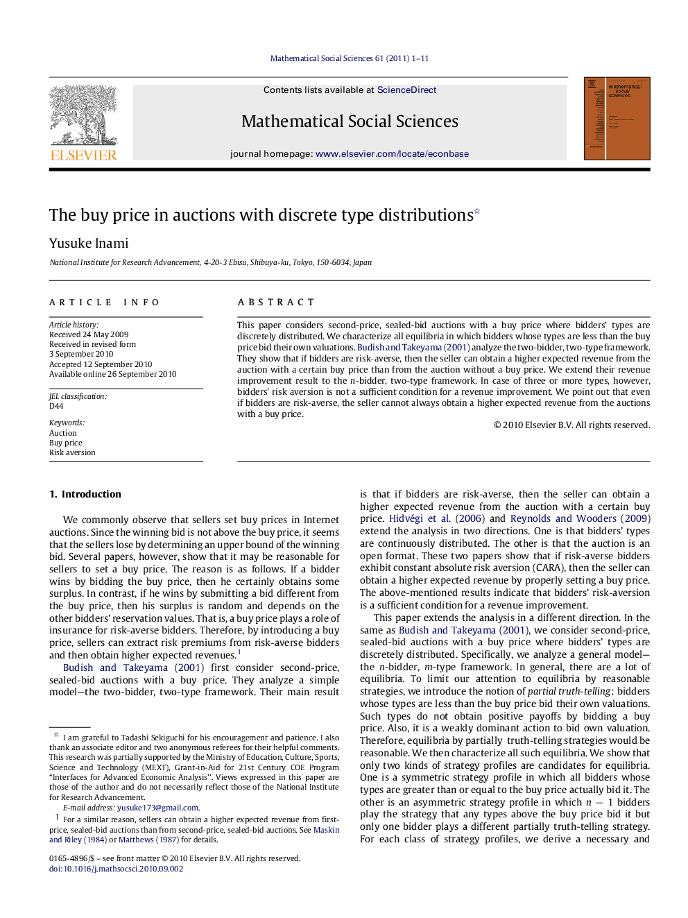 The buy price in auctions with discrete type distributions 